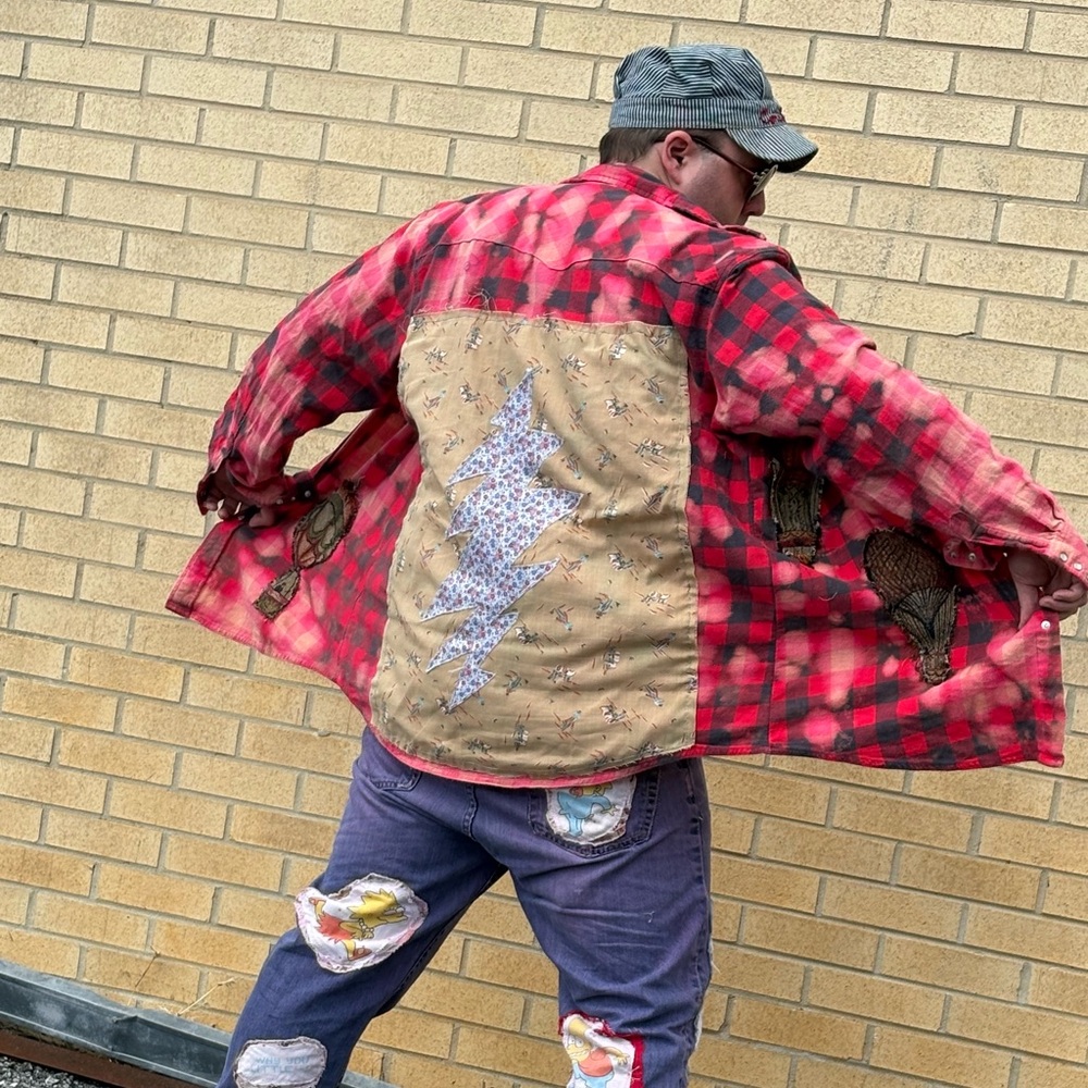 Grateful Dead Upcycled Patchwork Flannel - image 2